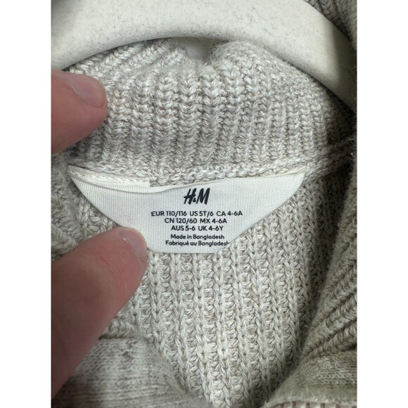 H&M Kids 5T Half Zip Cable Knit Sweater Gray Mock Neck Long Sleeve Cotton - Picture 8 of 9